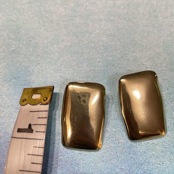 Gold Rectangle Earrings - Picture 13 of 15